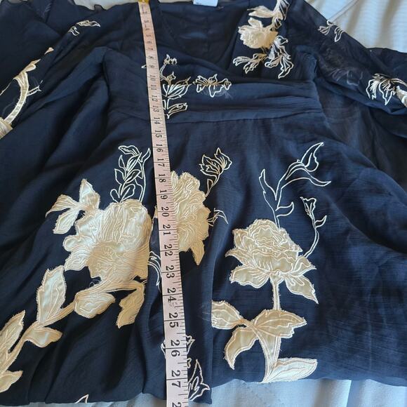 ASOS Black Midi Dress with White Floral Embroidery - Picture 11 of 11